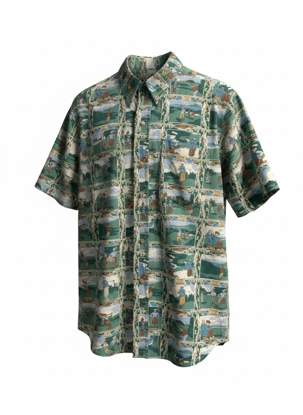 Kahala Vintage Hawaiian Golf Print Shirt Mens Large 100% Cotton Button Up